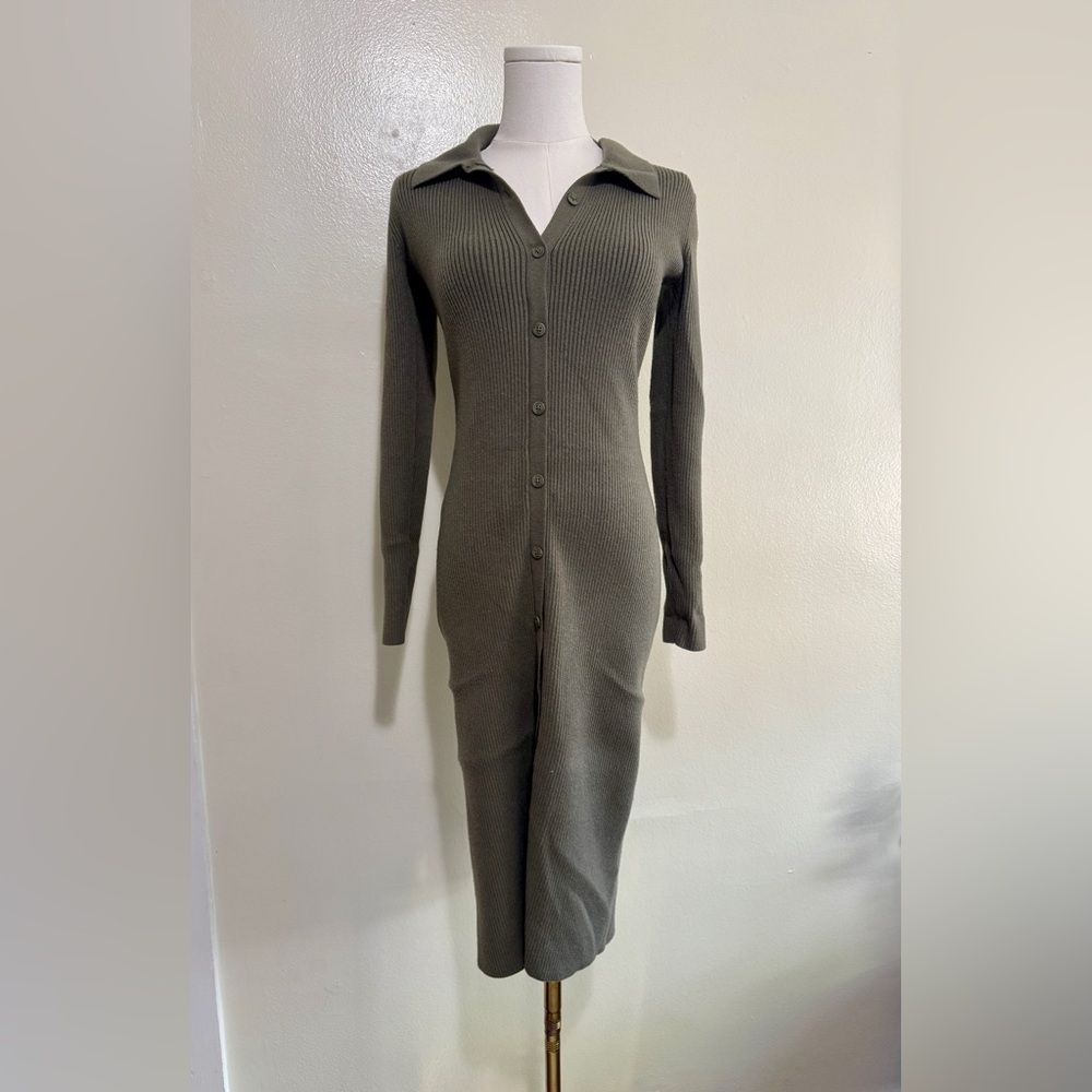 Abercrombie & Fitch Khaki Long Sleeve Dress